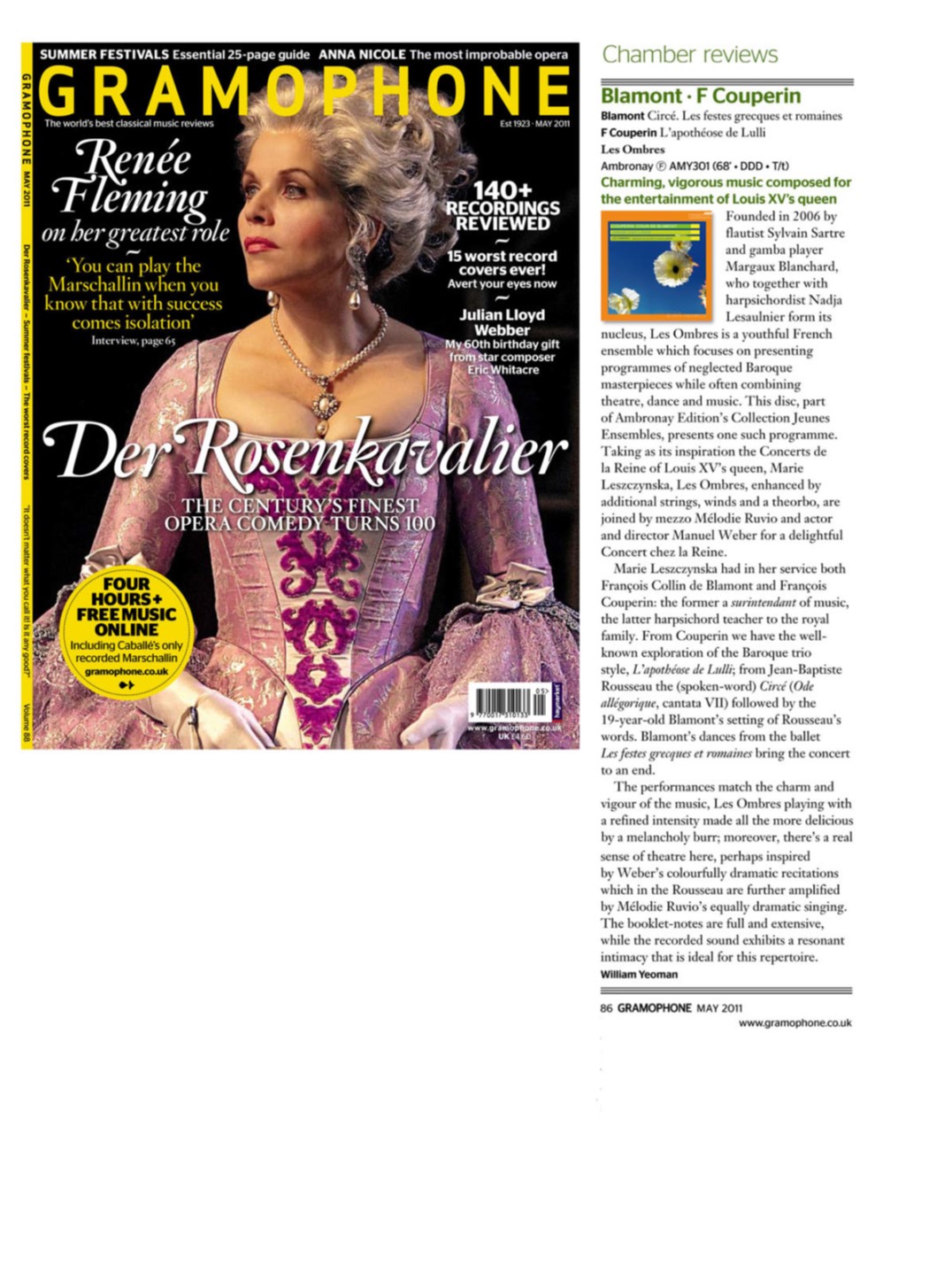 Gramophone - Chamber Reviews - Concert chez la Reine - Les Ombres - mai 2011
