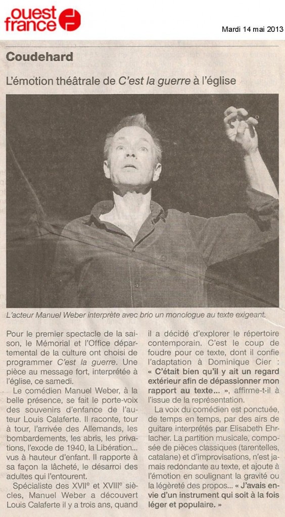 Ouest France - C'est la guerre - 14 mai 2013