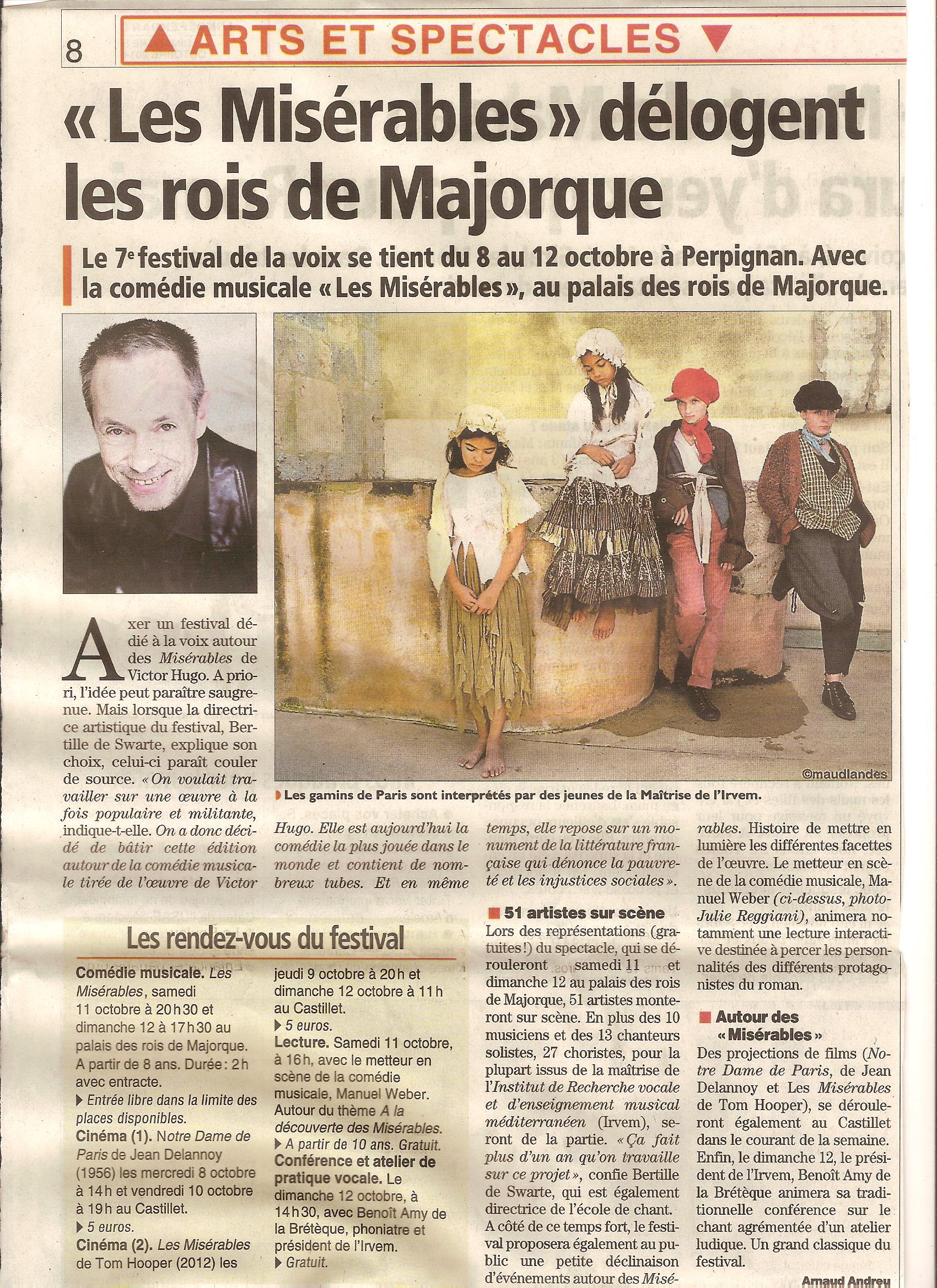 L'Indépendant - Les Misérables délogent les rois de Majorque - 5 octobre 2014